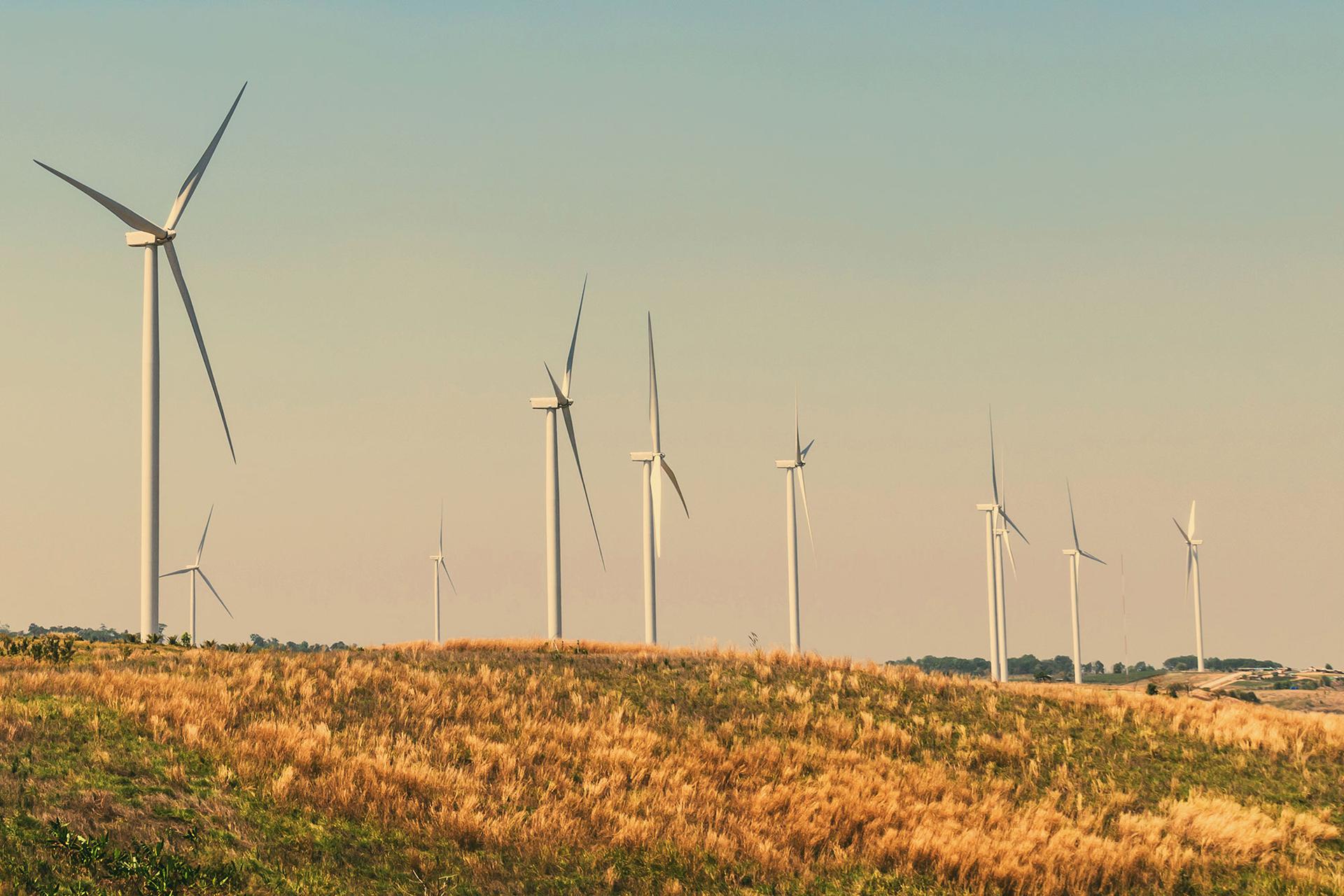 Wind turbines on a hillside
